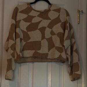 Promesa Abstract Patterned Sweater in Tan and Cream